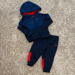Nike 18 Months Navy and Red Jogger Set